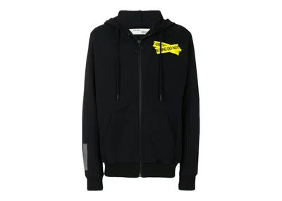 Pre-owned Off-white Men's Offwhite Firetape Arrow Zip Up Hoodie In Black/yellow
