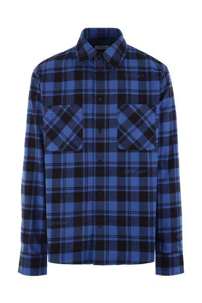 Pre-owned Off-white Men's Offwhite Flannel Shirt In Blue/black