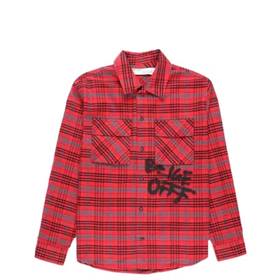 Pre-owned Off-white Men's Offwhite Flannel Shirt In Red/black In Multi