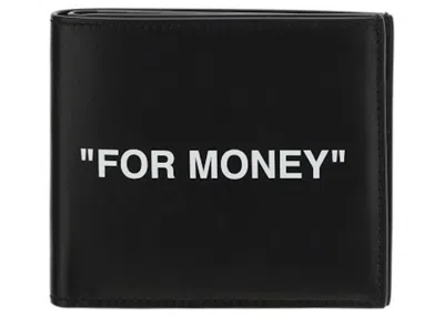 Pre-owned Off-white Men's Offwhite "for Money" Printed Bifold Wallet (8 Card Slots) In Black