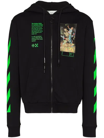 Pre-owned Off-white Men's Offwhite Golden Ratio Graphic Zip Up Hoodie In Black/green