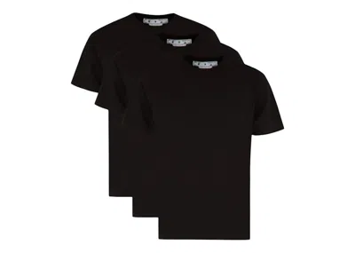 Pre-owned Off-white Men's Offwhite Hand Logo Slim Fit Tee Shirts (tripack) In Black