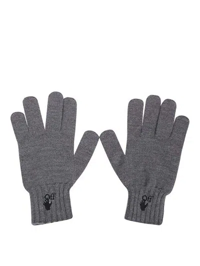 Pre-owned Off-white Men's Offwhite Hand Off Wool Gloves In Grey