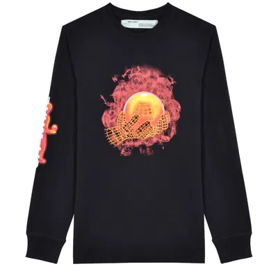 Pre-owned Off-white Men's Offwhite Hands And Planet Long Sleeve T-shirt In Black