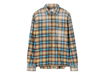 Pre-owned Off-white Men's Offwhite Helvet Patt Checkflan Ska Shirt In Blue/beige In Multi