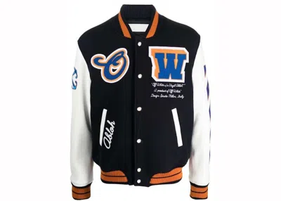 Pre-owned Off-white Men's Offwhite Hold The Moon Varsity Jacket In Black