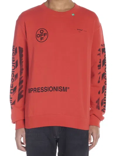 Pre-owned Off-white Men's Offwhite Impressionism' Diag Stencil Sweatshirt In Red/black