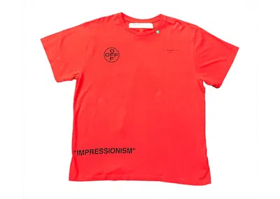 Pre-owned Off-white Men's Offwhite Impressionism Diagonal Stencil Tee Shirt In Red