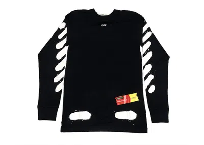Pre-owned Off-white Men's Offwhite Incomplete Spray Paint Long Sleeve Tee Shirt In Black