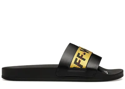 Pre-owned Off-white Men's Offwhite Industrial Belt Slides Sneakers In Black/yellow