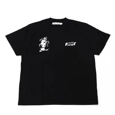 Pre-owned Off-white Men's Offwhite Kiss 21 Print Tee Shirt In Black
