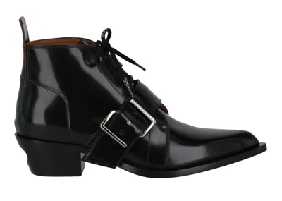 Pre-owned Off-white Men's Offwhite Leather Ankle Boot Sneakers In Black