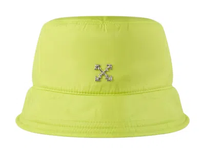 Pre-owned Off-white Men's Offwhite Logo Metal Arrow Bucket Hat In Yellow Fluo