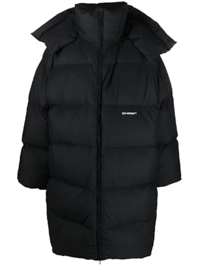 Pre-owned Off-white Men's Offwhite Logoprint Puffer Coat In Black