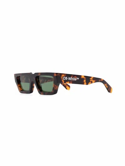 Pre-owned Off-white Men's Offwhite Manchester Rectangular Frame Sunglasses In Brown/green/white (oeri002y21pla0016055)