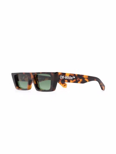 Pre-owned Off-white Men's Offwhite Marfa Rectangular Frame Sunglasses In Brown/green/white (oeri010y21pla0016055)