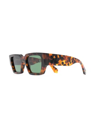 Pre-owned Off-white Men's Offwhite Mari Rectangular Frame Sunglasses In Havana Brown/black (omri010r21pla0016010/omri013