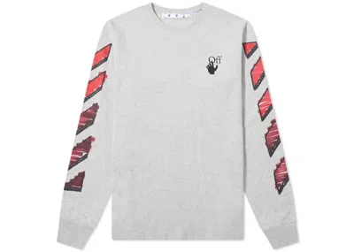 Pre-owned Off-white Men's Offwhite Marker Arrows Long Sleeve T-shirt In Grey Red