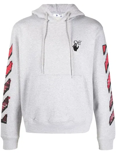 Pre-owned Off-white Men's Offwhite Marker Hoodie In Grey/red