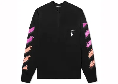 Pre-owned Off-white Men's Offwhite Marker Zip Mockneck In Black/fuchsia