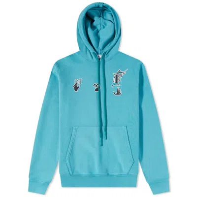 Pre-owned Off-white Men's Offwhite Mlb Miami Marlins Hoodie In Lake Blue