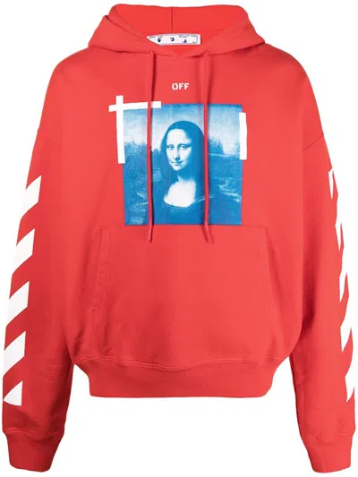 Pre-owned Off-white Men's Offwhite Mona Lisa White Diag Sleeve Hoodie In Orange