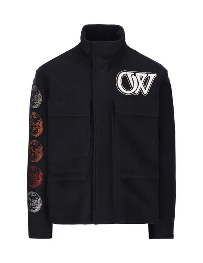 Pre-owned Off-white Men's Offwhite Moon Phase Varsity Jacket In Sierra Leone