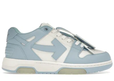 Pre-owned Off-white Men's Offwhite Ooo Low Out Of Office Calf Leather Sneakers In White Light Blue