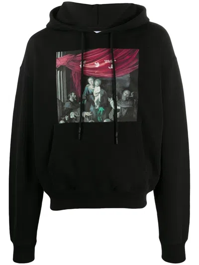 Pre-owned Off-white Men's Offwhite Oversize Fit Caravaggio Painting Hoodie In Black
