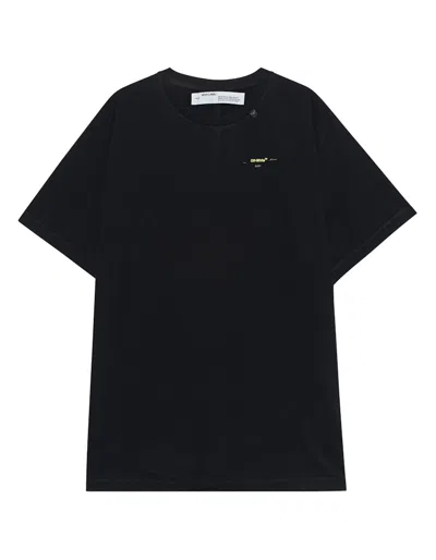 Pre-owned Off-white Men's Offwhite Oversized Acrylic Arrows Short Sleeve T-shirt In Black/yellow In Multi