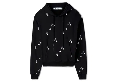 Pre-owned Off-white Men's Offwhite Oversized Fit Allover Logo Hoodie In Black