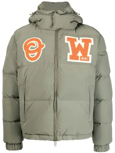 Pre-owned Off-white Men's Offwhite Ow Patch Puffer Coat In Army Green