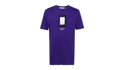Pre-owned Off-white Men's Offwhite Paint Mirror Logo Slim Fit T-shirt In Purple