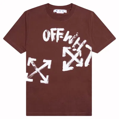 Pre-owned Off-white Men's Offwhite Paint Script Over Skate T-shirt In Burgundy