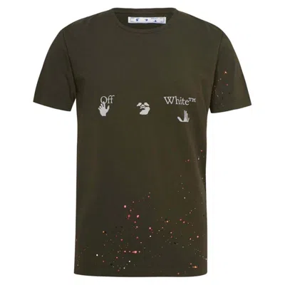 Pre-owned Off-white Men's Offwhite Paint Splatter T-shirt In Green