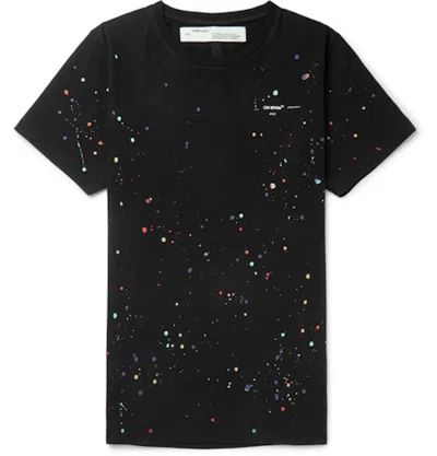 Pre-owned Off-white Men's Offwhite Paint Splattered T-shirt In Black