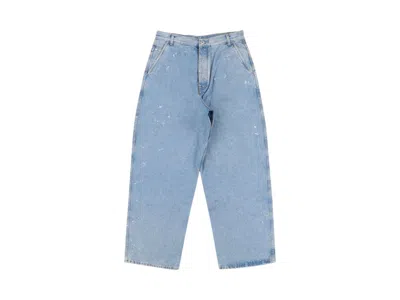 Pre-owned Off-white Men's Offwhite Paint Wide Leg Tapered Jeans In Medium Blue