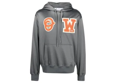 Pre-owned Off-white Men's Offwhite Patch Slim Hooded Sweatshirt In Warm Grey Orange