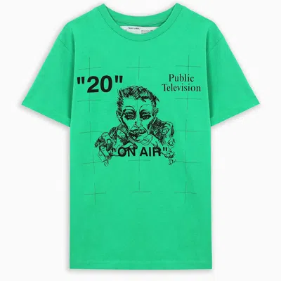 Pre-owned Off-white Men's Offwhite Public Television T-shirt In Green/black In Multi