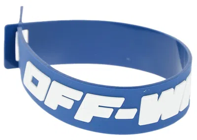 Pre-owned Off-white Men's Offwhite Pvc 2.0 Embossed Logo Industrial Thin Bracelet In Blue