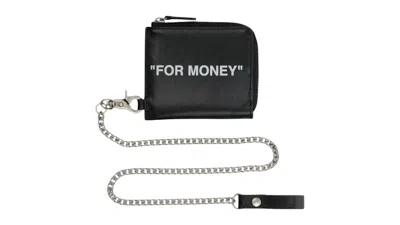 Pre-owned Off-white Men's Offwhite Quote Chain Wallet In Black
