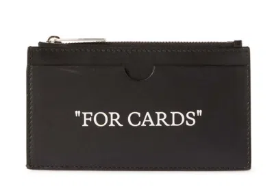 Pre-owned Off-white Men's Offwhite Quoteprint Leather Cardholder In Black