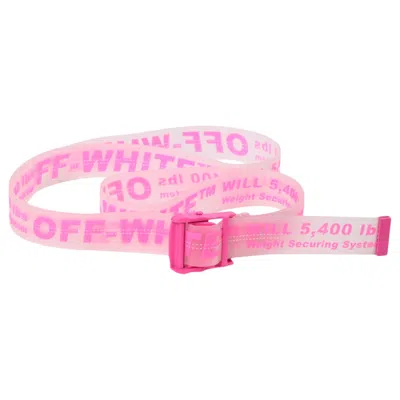 Pre-owned Off-white Men's Offwhite Rubber Industrial Belt (ss19) In Transparent Fuchsia