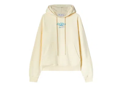 Pre-owned Off-white Men's Offwhite Script Logo Opp Over Skate Hoodie In Ivory/light Blue