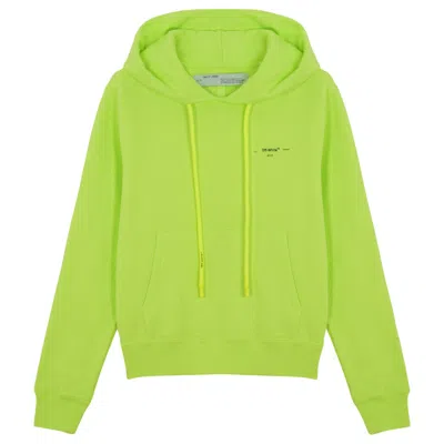 Pre-owned Off-white Men's Offwhite Seasonal Logo Print Hoodie In Fluo Yellow/black In Multi