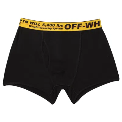 Pre-owned Off-white Men's Offwhite Single Pack Stretch Cotton Boxer Briefs In Black/yellow