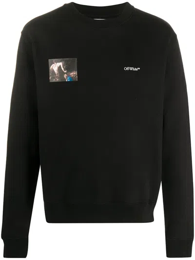 Pre-owned Off-white Men's Offwhite Slim Fit Caravaggio Angel Sweatshirt In Black