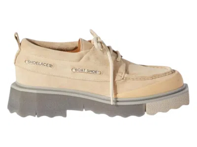 Pre-owned Off-white Men's Offwhite Sponge Suede Boat Shoe Sneakers In Beige