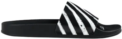 Pre-owned Off-white Men's Offwhite Spray Stripes Slider White Ss20 Sneakers In Black