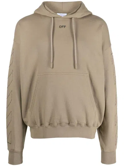 Pre-owned Off-white Men's Offwhite Stitch Skate Drawstring Hoodie In Beige In Sand